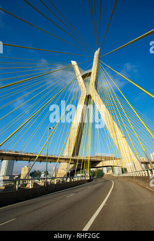 Cable-stayed bridge in the world. Sao Paulo Brazil, South America, the city's symbol. Stock Photo