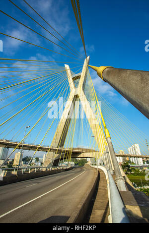 Cable-stayed bridge in the world. Sao Paulo Brazil, South America, the city's symbol. Stock Photo