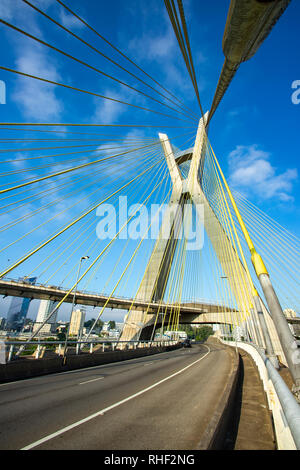 Cable stayed bridge in the world. Sao Paulo Brazil, South America. Stock Photo