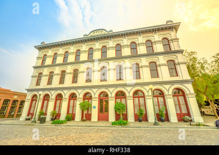 Los Angeles, California, United States - August 9, 2018: Pico House is a historic building in North Main Street, Downtown LA, El Pueblo de los Angeles Stock Photo