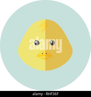 Vector yellow icon of chick bird on blue background illustration. Stock Vector