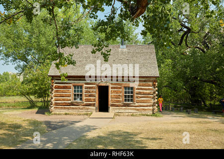 Theodore Roosevelt's Maltese Cross Cabin in Theodore Roosevelt National Park, North Dakota Stock Photo