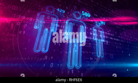 Social scoring and credit rating concept on digital background. Analysing and profiling people by artificial intelligence technology 3D illustration. Stock Photo