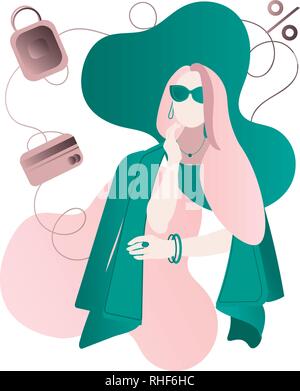 Vector illustration, flat style, various shops, discounts, purchase of goods and gifts, investing in real estate, shopping concept Stock Vector