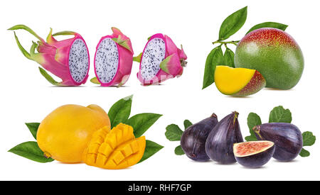 Collection of exotic fruits isolated on a white background Stock Photo