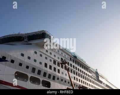 Cruise Liner Ship anchored in Lisbon Harbour Portugal Stock Photo