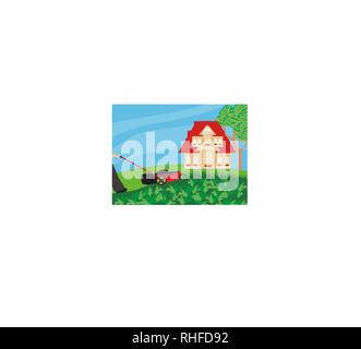 Lawn Mower With Grass Stock Vector
