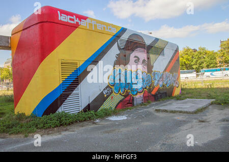 Anne Frank Mural Outside Artwork Vandalized At Amsterdam The Netherlands 2018. What Happened That People Vandalize An Artwork That Is So Sensitive Abo Stock Photo