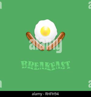 Breakfast Icon with Natural Egg and Two Sausages Stock Vector