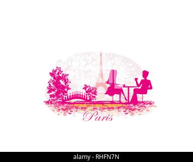 couple in the Parisian cafe Stock Vector