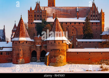 Teutonic castle in Malbork, winter scenery, Poland, UNESCO World Heritage Stock Photo