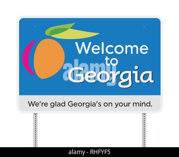 Vector illustration of the Welcome to Georgia road sign Stock Vector