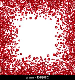 Frame or border of random scatter hearts Stock Vector