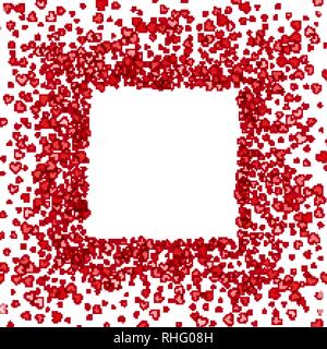 Frame or border of random scatter hearts Stock Vector