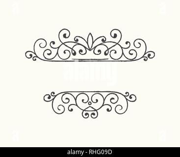 Hand drawn decorative border in grunge retro style Stock Vector