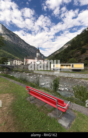 Bignasco is a beautiful village in the district of Vallemaggia, in the canton of Ticino, Switzerland. Stock Photo