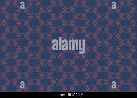 Seamless, abstract background pattern made with thin lines forming hexagon shapes in purple and light red colors. Decorative, geometric vector art. Stock Vector