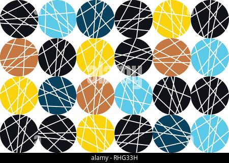 Seamless, abstract background pattern made with colorful, striped circles. Playful, bright vector art. Stock Vector