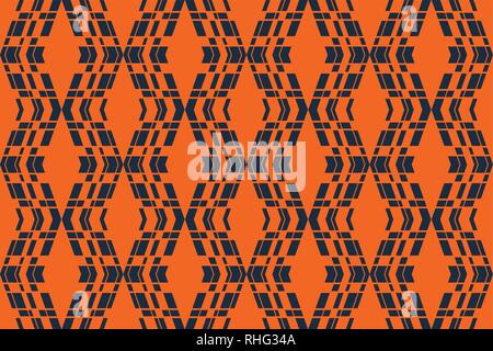 Seamless, abstract background pattern made with geometric shapes in orange and blue colors. Decorative and modern vector art. Stock Vector