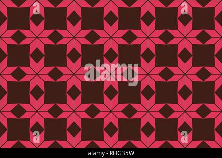 Seamless, abstract background pattern made with rhombus and square shapes in red and pink colors. Decorative, bold vector art. Stock Vector