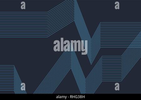 Abstract background pattern made with blue lines in architecture abstraction. Blue colored, modern vector art. Stock Vector