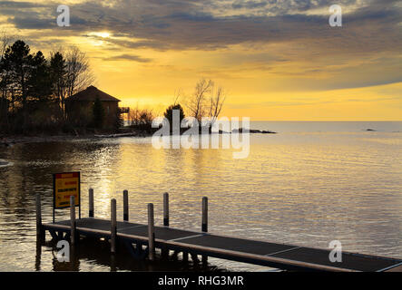 Sunset, Lake Superior, Silver City, Michigan, USA Stock Photo