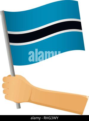 Botswana flag in hand. Patriotic background. National flag of Botswana vector illustration Stock Vector