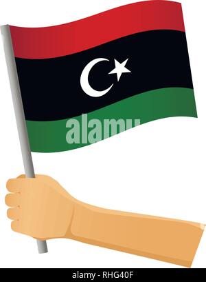 libya flag in hand. Patriotic background. National flag of libya vector illustration Stock Vector