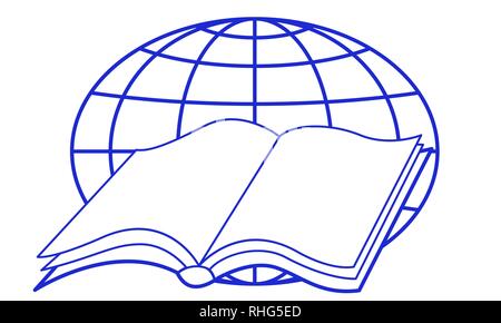 Illustration of the open book and globe Stock Vector