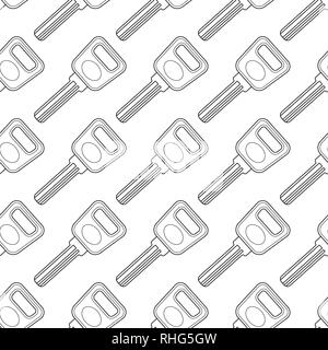 Seamless pattern of the contour car keys Stock Vector
