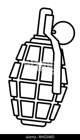 Illustration of the contour military grenade icon Stock Vector