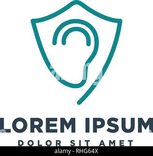 shield protecting ear concept logo template for corporate vector illustration Stock Vector