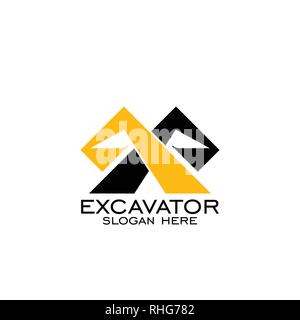 Excavator logo vector design, simple logo flat design. Stock Vector