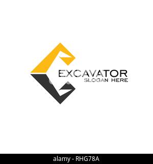 Excavator graphic logo template. Stock Vector