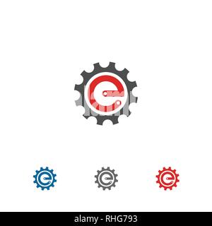 Gear letter E logo, E initial Engine, vector icons. Stock Vector