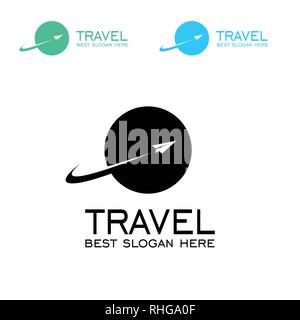 Travel logo vector, with paper plane. Stock Vector