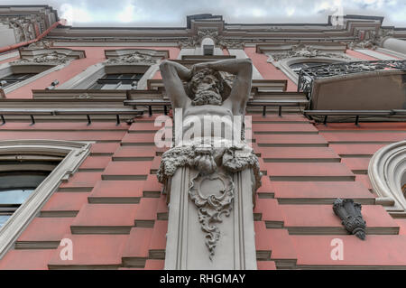 St Petersburg, Russia - July 3, 2018: Beloselsky-Belozersky Palace in the style of Russian neo-Baroque. Figures of Atlantes on the facade of the build Stock Photo