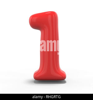 Number one made of inflatable balloon isolated on white background. 3D rendering Stock Photo