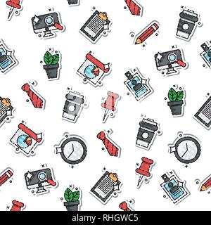 Colored office icons pattern. Vector illustration, EPS 10 Stock Vector