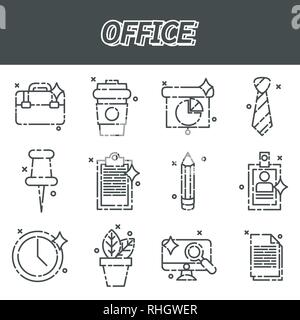 Set of office icons in flat design. Vector illustration, EPS 10 Stock Vector