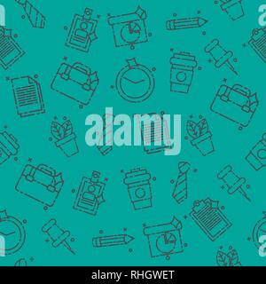 Pattern of office icons in flat design. Vector illustration, EPS 10 Stock Vector
