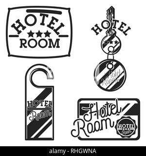 Vintage hotel emblems, labels, badges and design elements. Vector illustration, EPS 10 Stock Vector