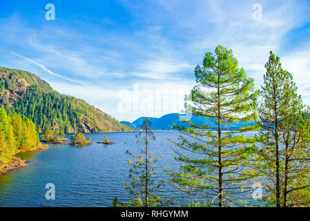 View of Gordon Bay Park at Cowichan Lake in Vancouver Island during the fall season, taken in BC, Canada Stock Photo
