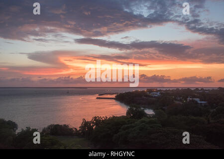 Darwin, Northern Territory, Australia-October 17,2017: Stunning colorful sunset over the Timor Sea harbour with marina in Darwin, Australia Stock Photo