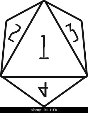 Dice polygonal number icon. Outline dice polygonal number vector icon for web design isolated on white background Stock Vector