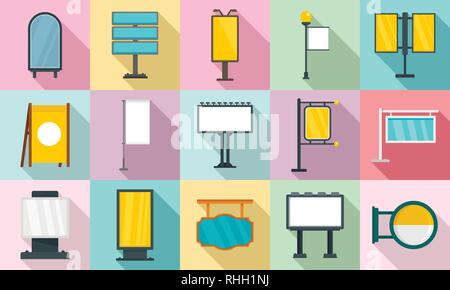Street Advertising Icons Set. Signboard Isometric Vector Illustration ...