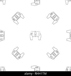 Girl take selfie pattern seamless vector repeat geometric for any web design Stock Vector