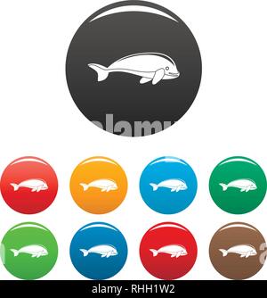 Whale icons set 9 color vector isolated on white for any design Stock Vector