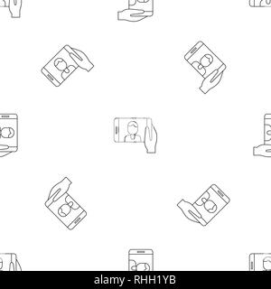 Man take selfie phone pattern seamless vector repeat geometric for any web design Stock Vector