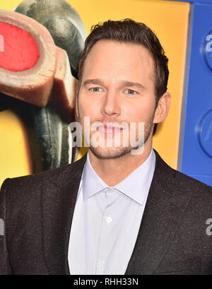 WESTWOOD, CA - FEBRUARY 02: Chris Pratt attends the Premiere Of Warner Bros. Pictures' 'The Lego Movie 2: The Second Part' at Regency Village Theatre  Stock Photo